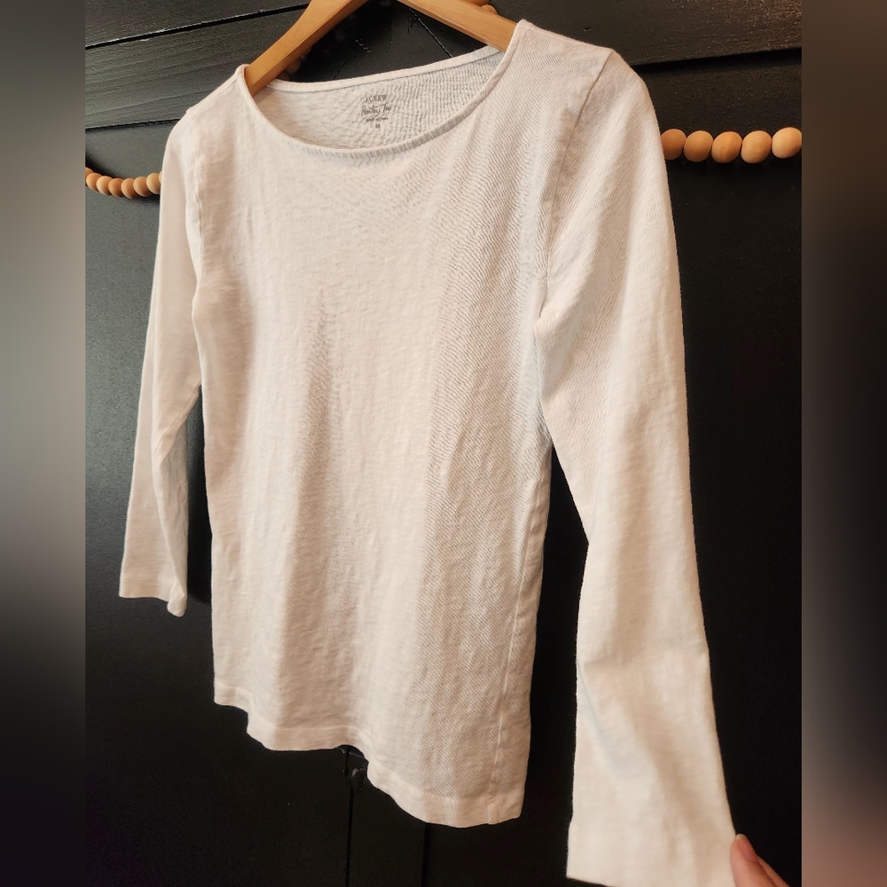 Women's J. Crew White Long Sleeve Painter Tee - Picture 3 of 5